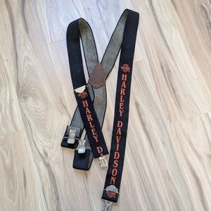 Vtg 80's Harley-Davidson Black and Orange Suspenders